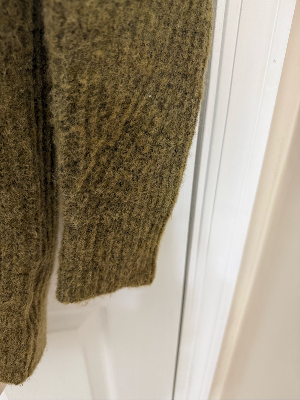 Madewell Belfiore Ribbed Pullover Sweater Heathered Fern Wool Camel Hair S - Picture 9 of 16